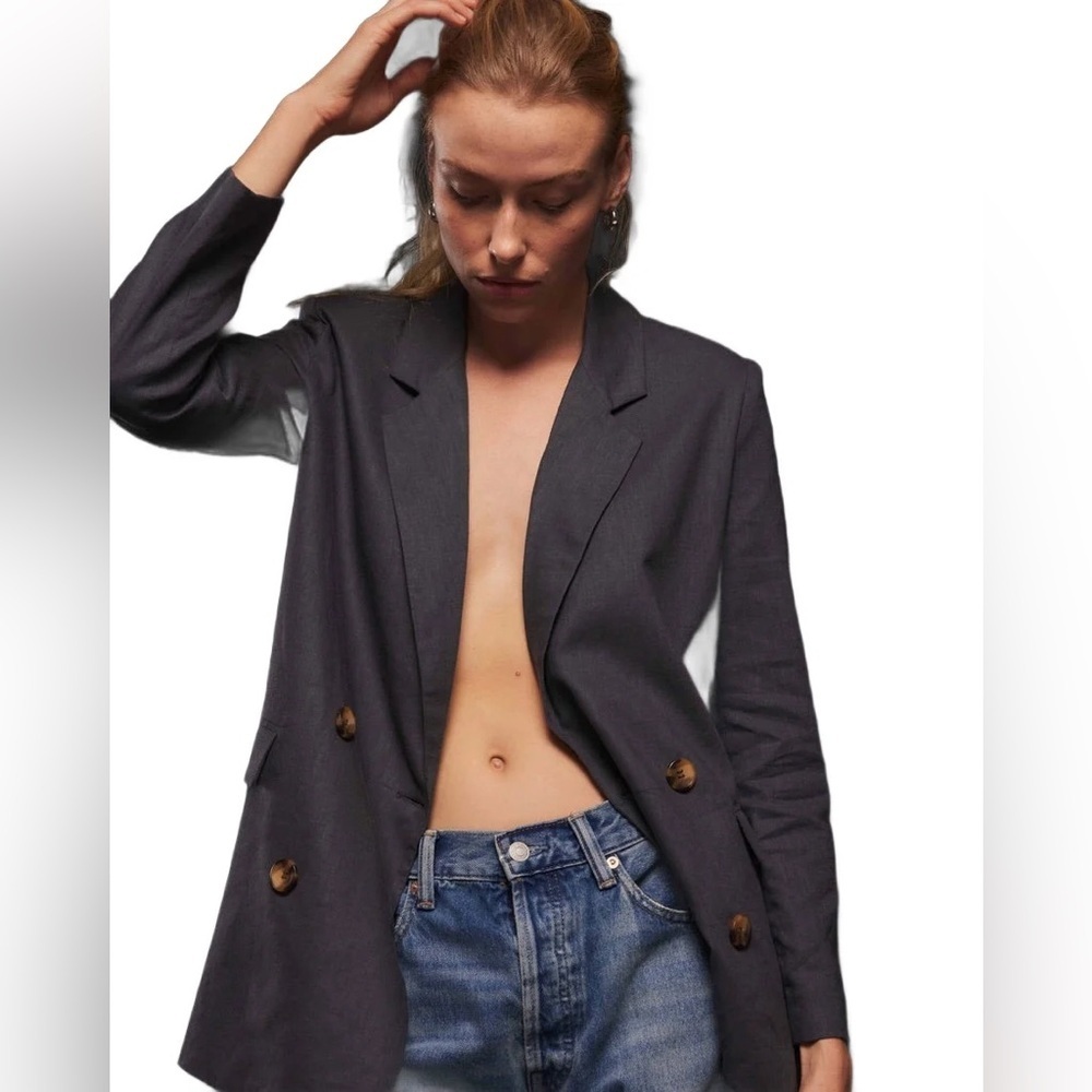 Richer Poorer Double-Breasted Charcoal Gray Blazer